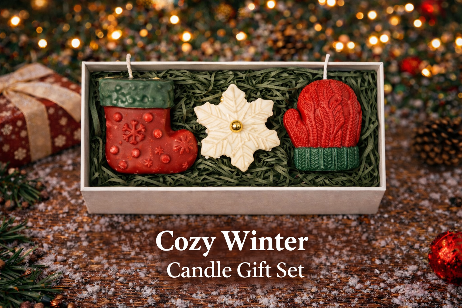 Christmas Candle Gift Set – 3 Styles Holiday Collection（1pc=10box）