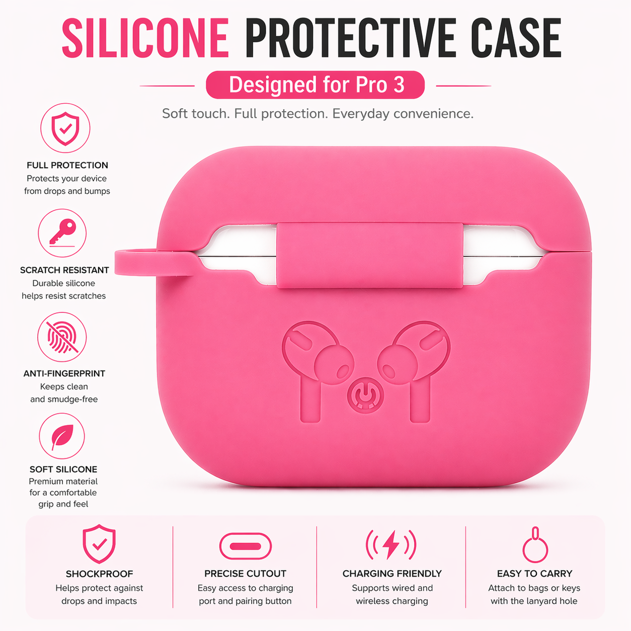 Premium Silicone Earbud Case / Multi-Color / Pro 3 Fit / Soft Touch / Shockproof Protection