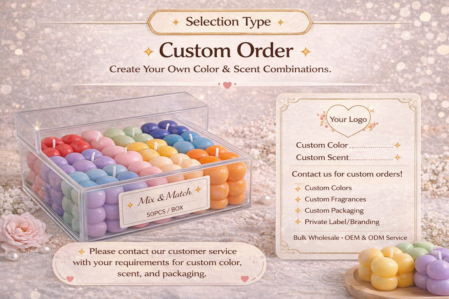 Bubble Aroma Candle Set – 50PCS Colorful Scented Cube Candles (1 Box=35g*50)