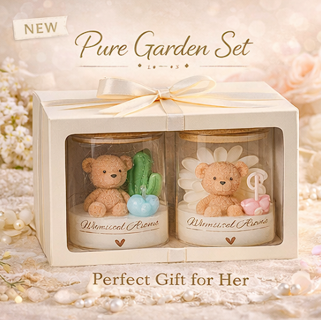 Bear Aroma Candle Gift Set – 2 Jar Box Collection