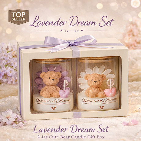 Bear Aroma Candle Gift Set – 2 Jar Box Collection