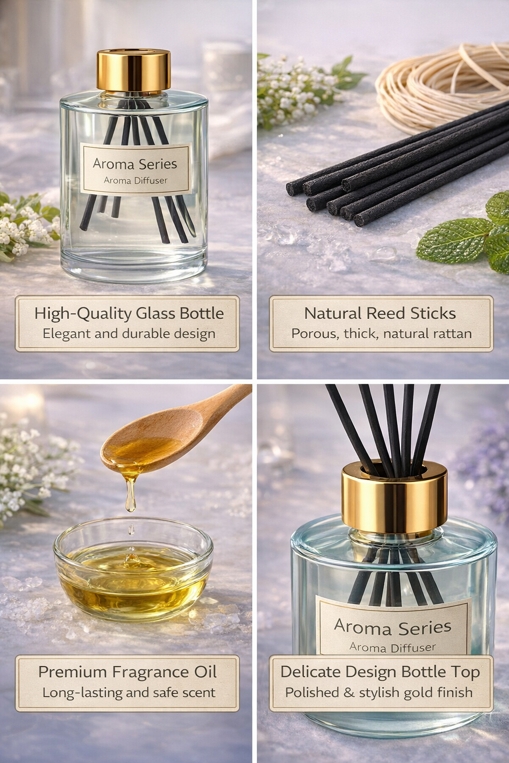 Aroma Series Reed Diffuser – Luxury Home Fragrance Collection (5 Scents)