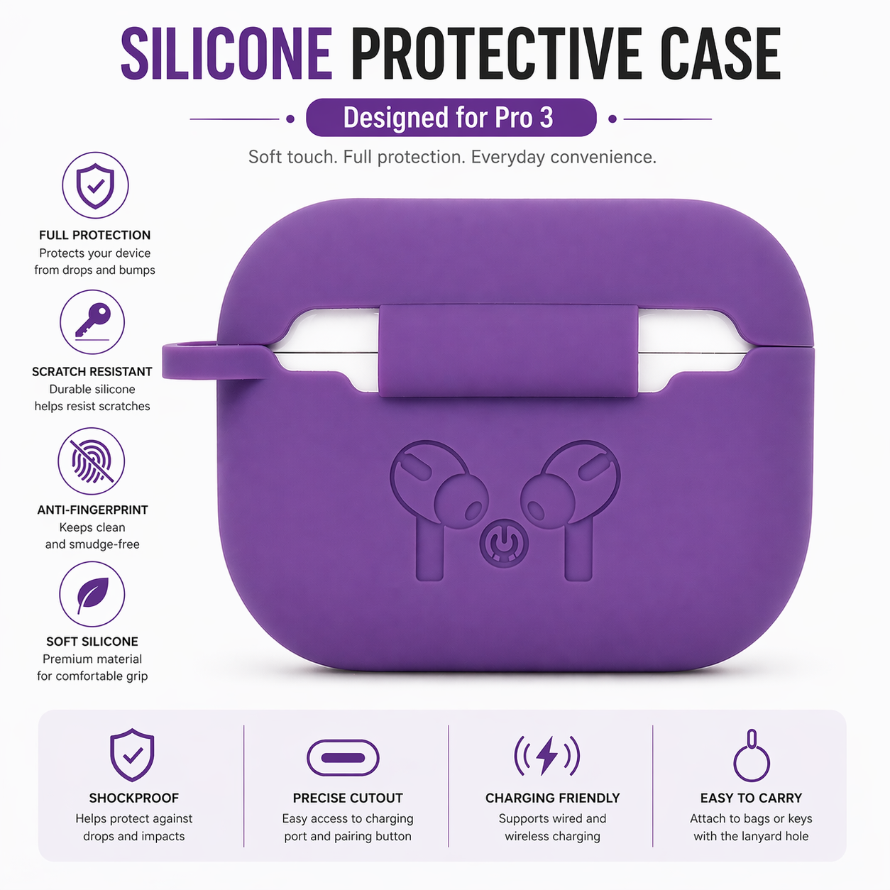 Premium Silicone Earbud Case / Multi-Color / Pro 3 Fit / Soft Touch / Shockproof Protection