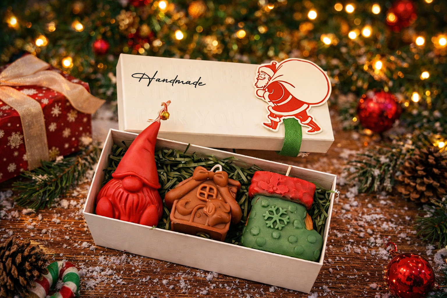 Christmas Candle Gift Set – 3 Styles Holiday Collection（1pc=10box）