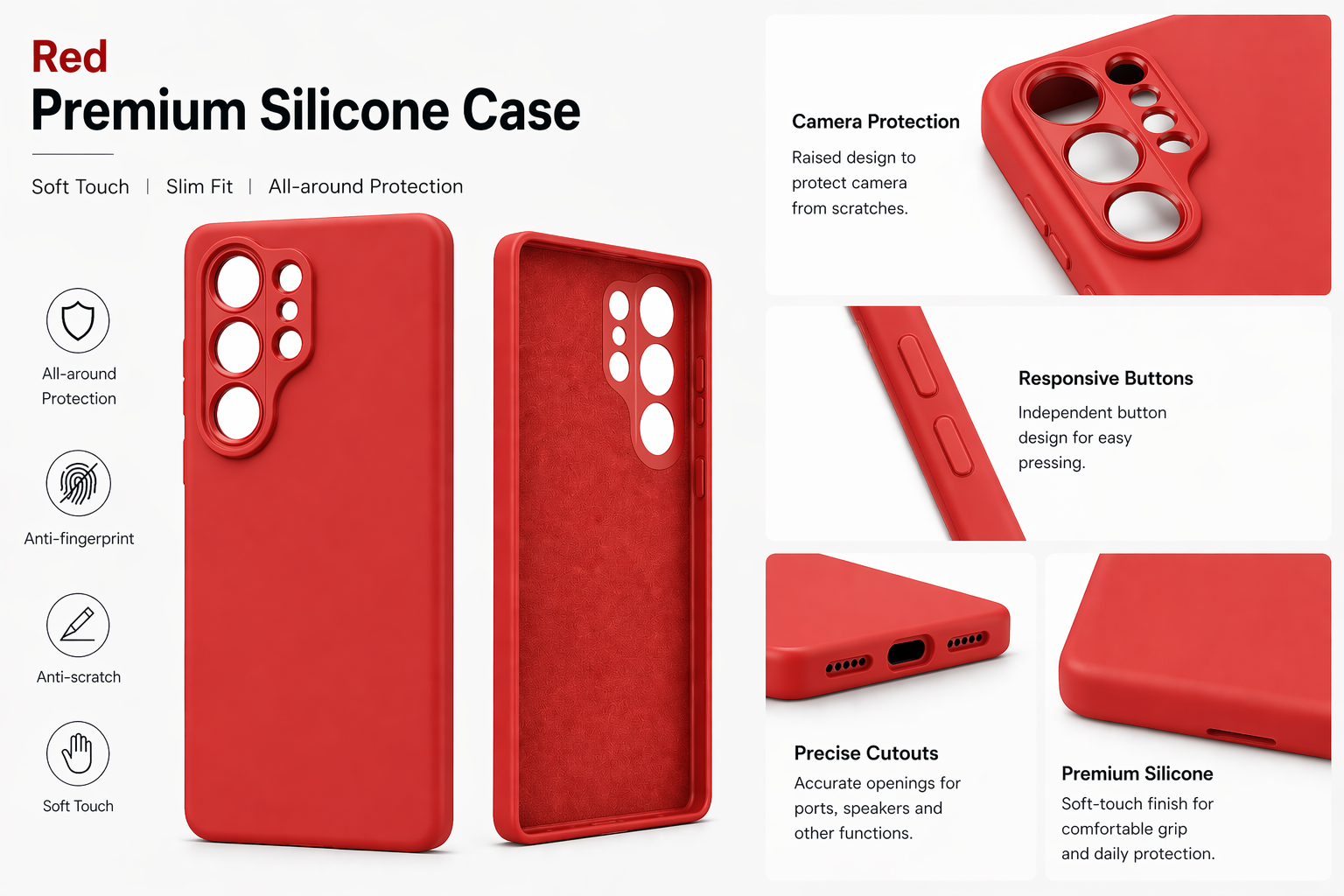 Premium Silicone Phone Case / 1 Pack = 50 PCS / Soft Protective Cover / Multi-Color / High Quality | Fast Shipping / Wholesale & Retail / Stable Supply