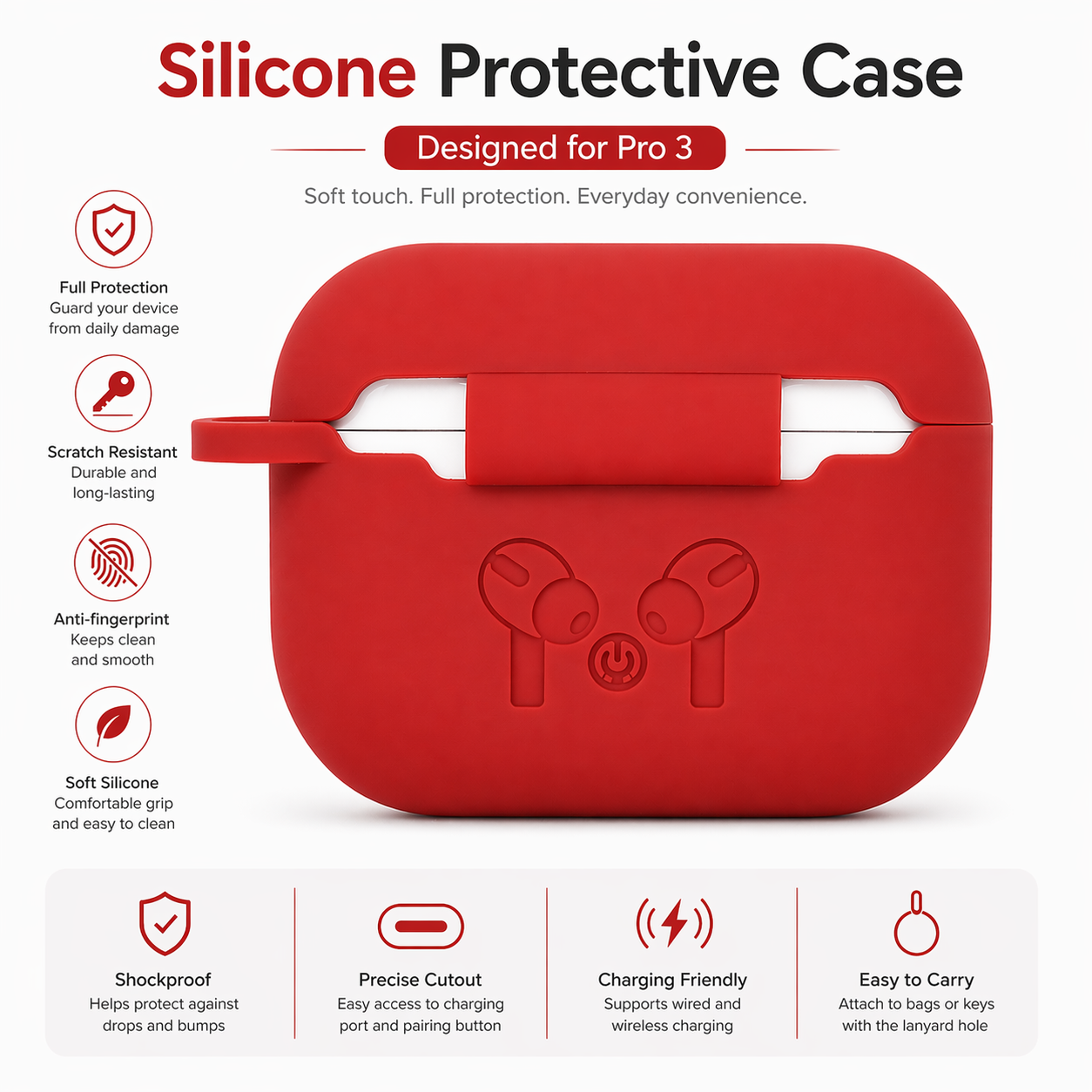 Premium Silicone Earbud Case / Multi-Color / Pro 3 Fit / Soft Touch / Shockproof Protection