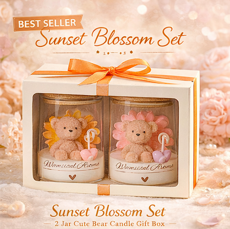 Bear Aroma Candle Gift Set – 2 Jar Box Collection